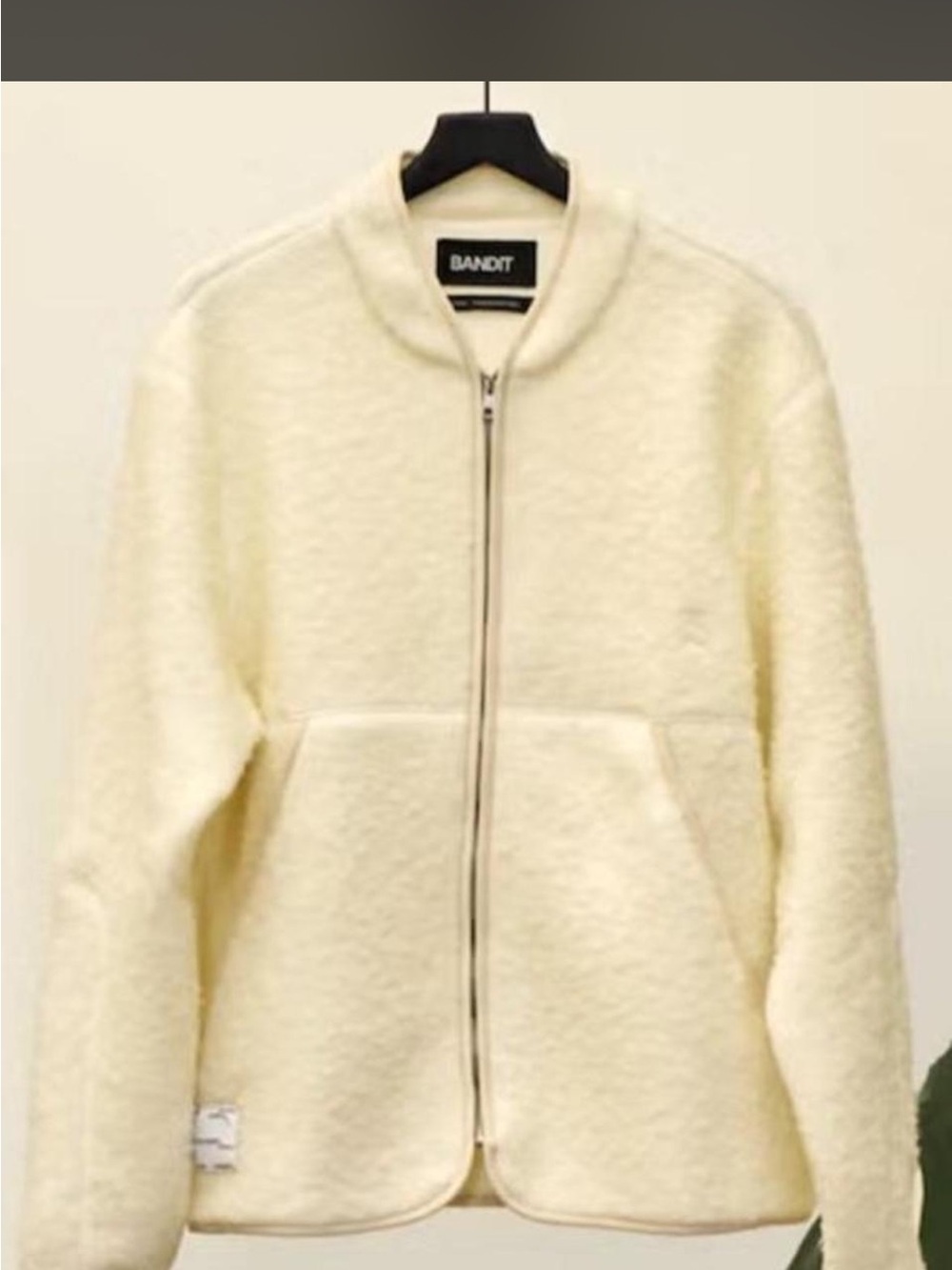 Bandit running Men's Cream Zip-Front Fleece Jacket